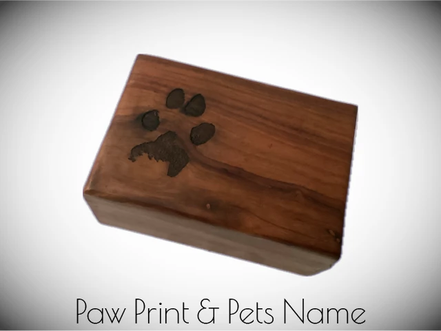 Paw print and pet name memorial engraving