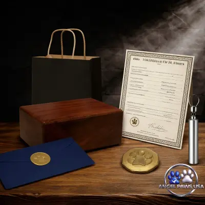 Silver private pet cremation package with engraved urn and pendant keepsake